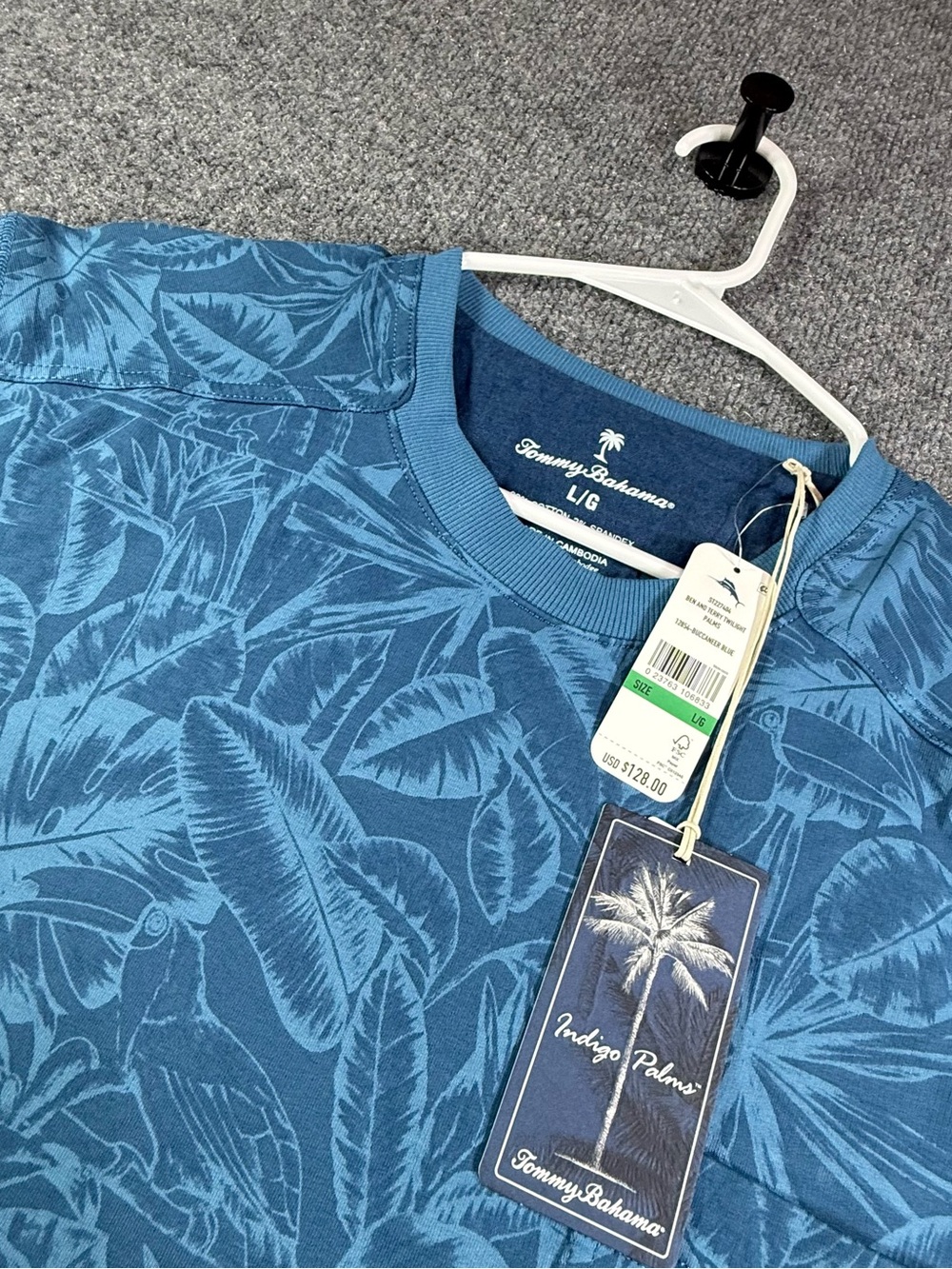 Tommy Bahama Indigo Palms Blue Long-Sleeve Crew Neck Shirt - L/G